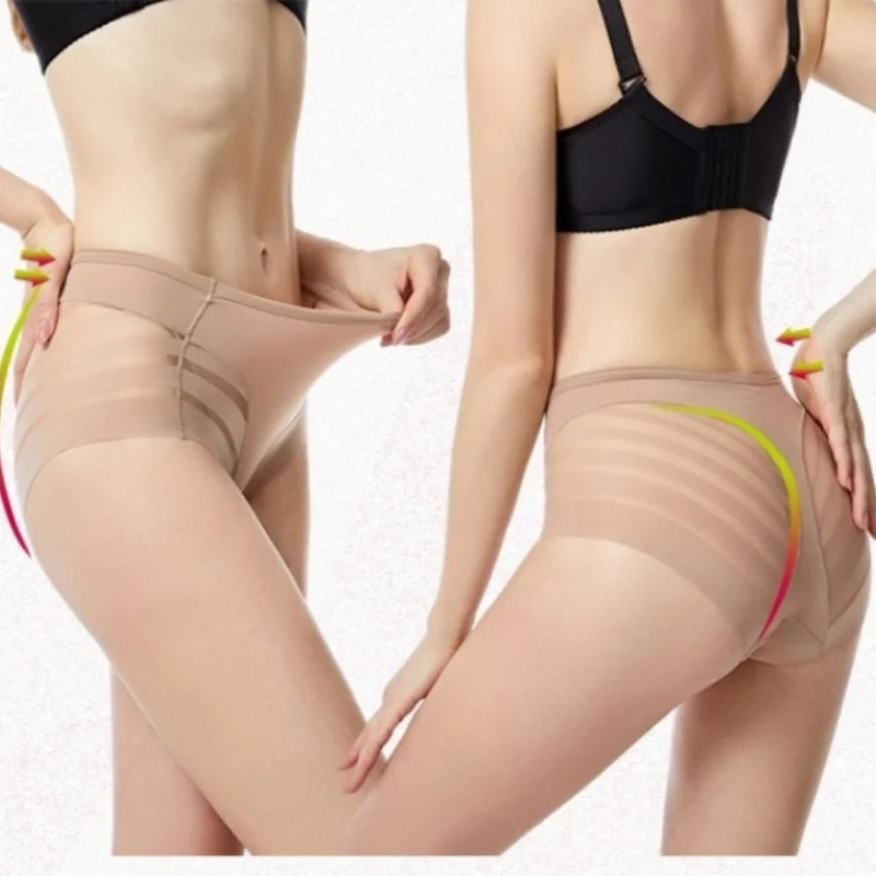 2 ks/sada ledově hedvábných kalhotek pro ženy, sexy spodní prádlo, elastické kalhotky s vysokým pasem, tvarující prádlo na bříško - náhled 6