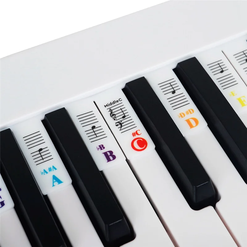 Piano Note Sticker Button Strip Silicone Color Universal Detachable Keyboard Sticker (PVC Box) 61 Keys