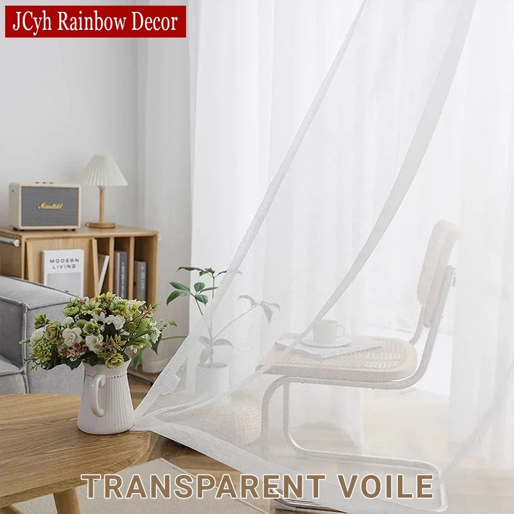 White Sheer Curtains For Living Room Window Transparent Voile Tulle Curtain Cortinas Wedding Drapes Home Decor Voilage Firanka