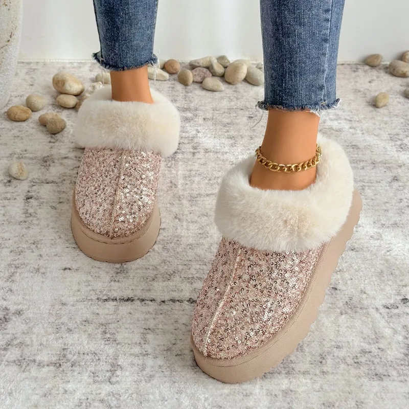 Fashionable Thick Bottom Fur Leather Integrated Winter Snow Boots Large Size Northeast Cotton Shoes Short Boots
