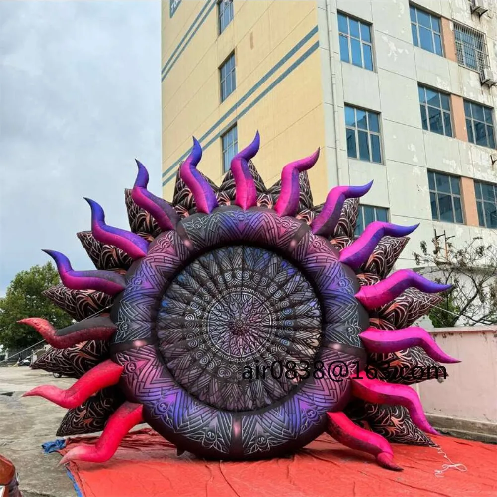 Modelo de sol inflável gigante totalmente impresso, cenários infláveis de palco para decoração de festival de Halloween