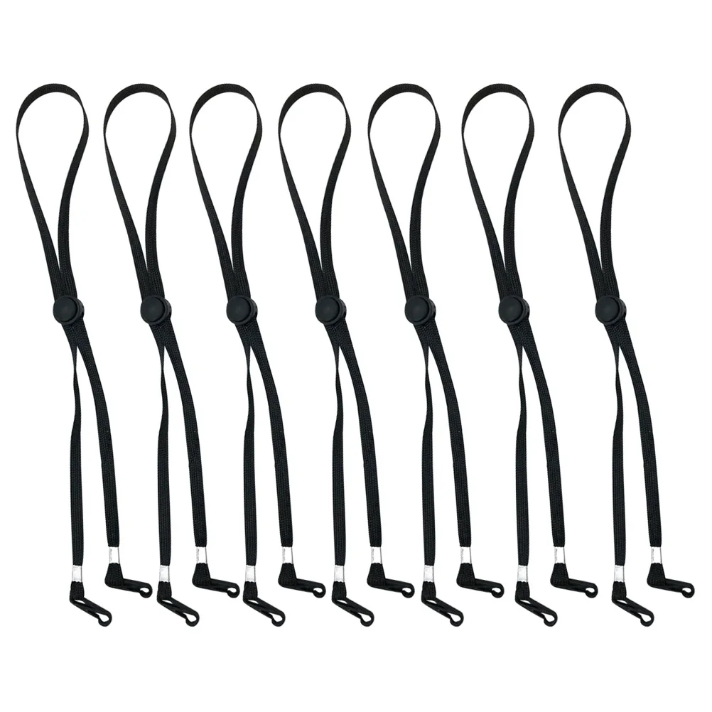 

12 Pcs Anti fall Face Mask Lanyard Black Adjustable Ear Saver Safety Glasses Hanging Rope Hat Mask Buckles Polyester Metal Labor