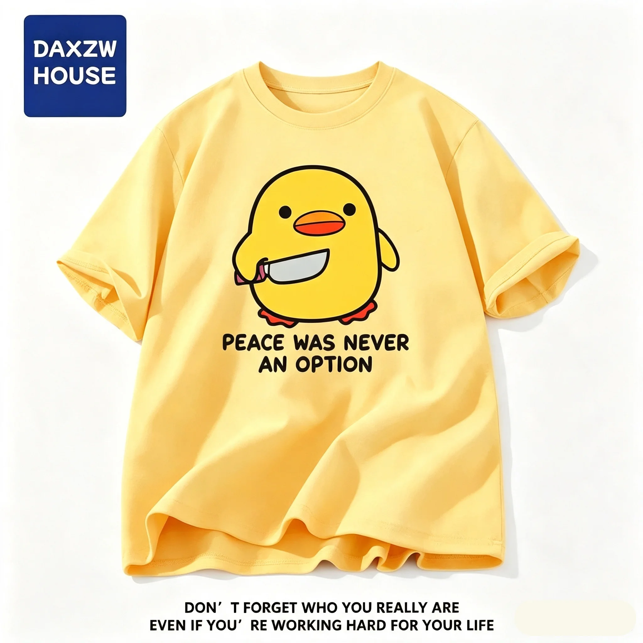 Peace Was Never An Option Cute Animal Tshirt Funny Goose Graphic T Shirts Summer Casual Short Sleeve Tops Women Clothing Fashion