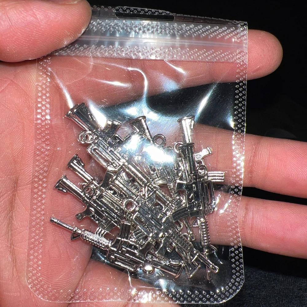 

10Pcs Full Diamond Metal Alloy Gun 3D Nail Charms 30X11MM Anticent Silver Gun Nail Art Christams Punk Style Manicure Gun &*&