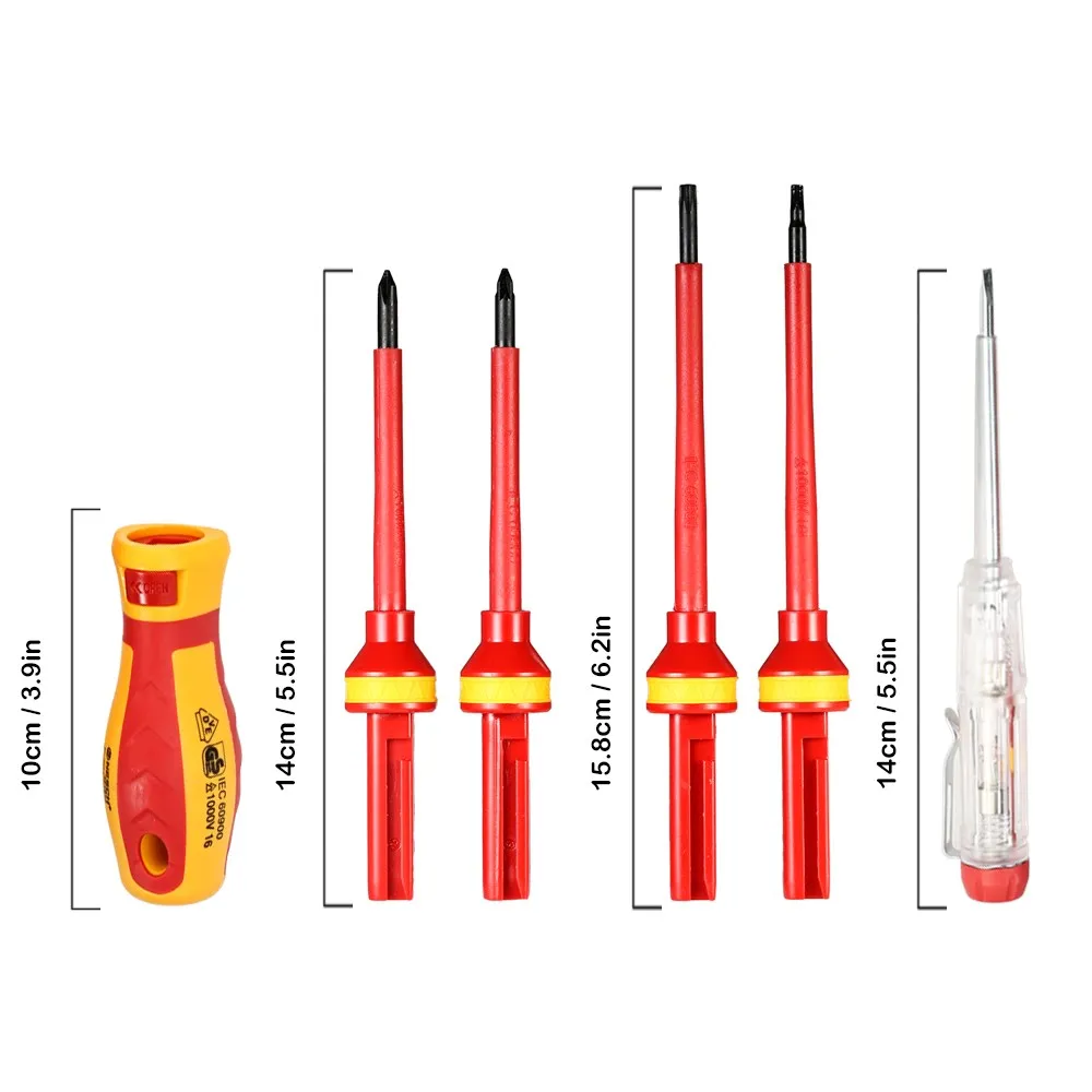 Onnfang 7-13Pcs VDE Insulated Screwdriver Set CR-V Voltage 1000V Magnetic Phillips Slotted Torx Screwdriver Durable Hand Tools