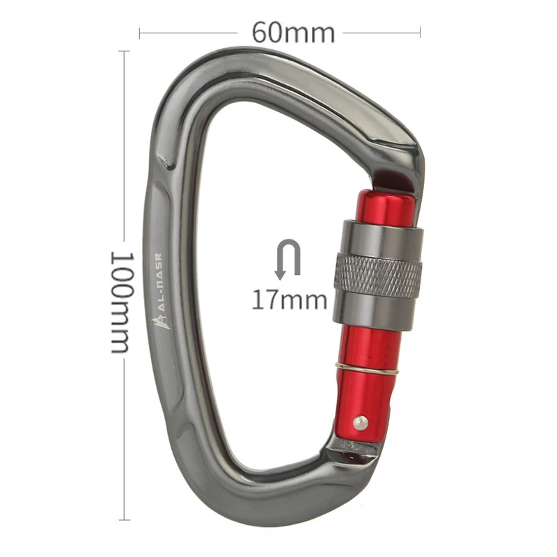 Rock Climbing Carabiner 25KN Professional Mountaineering D Shape Screw Gate Lock Buckle Carabiners Ascend Equipement