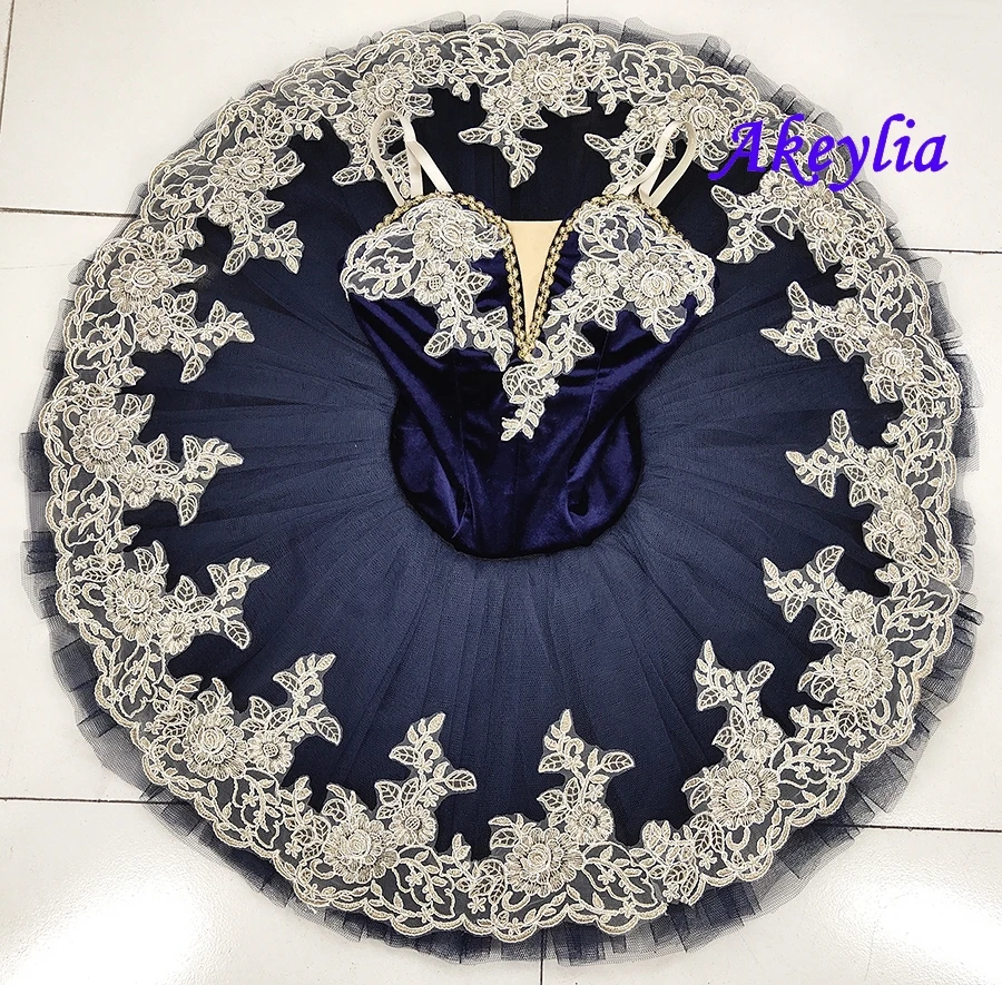 Pre-Professional Ballet Tutus navy blue Velvet Classical Tutu pancake Adult Women platter Tutu Stage Costume white BLST19101