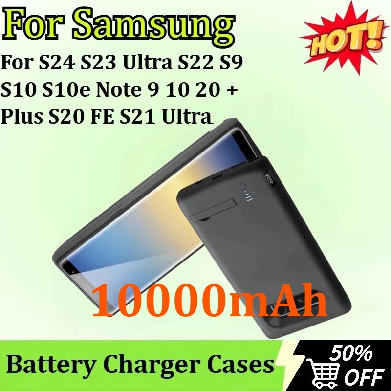 

10000mAh for Samsung Galaxy S24 S23 Ultra S22 S9 S10 S10e Note 9 10 20 + Plus S21 Ultra S20 FE Battery Case Power Bank