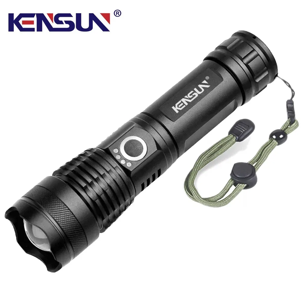 Zoom Hand Lantern High Power 4-Core XHP50 LED Flashlight Type-C USB Rechargeable Torch With 18650 Battery Camping Outdoor Lamp