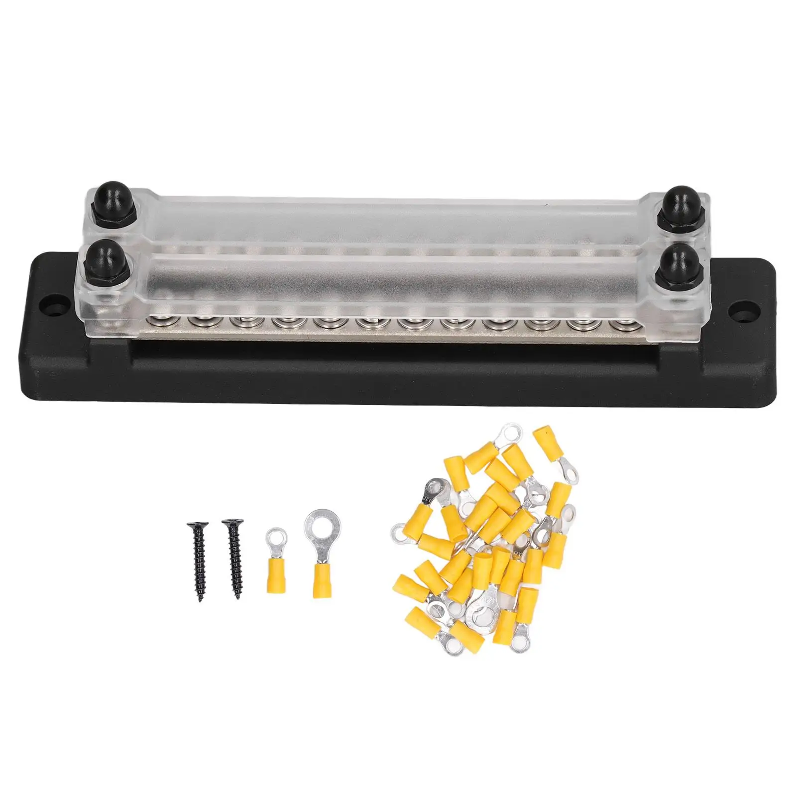 

Bus Bar Terminal Block Transparent Cover Rust Proof 48V 150A Safe Stable Complete High Strength Dual Row Bus Bar Block for rv