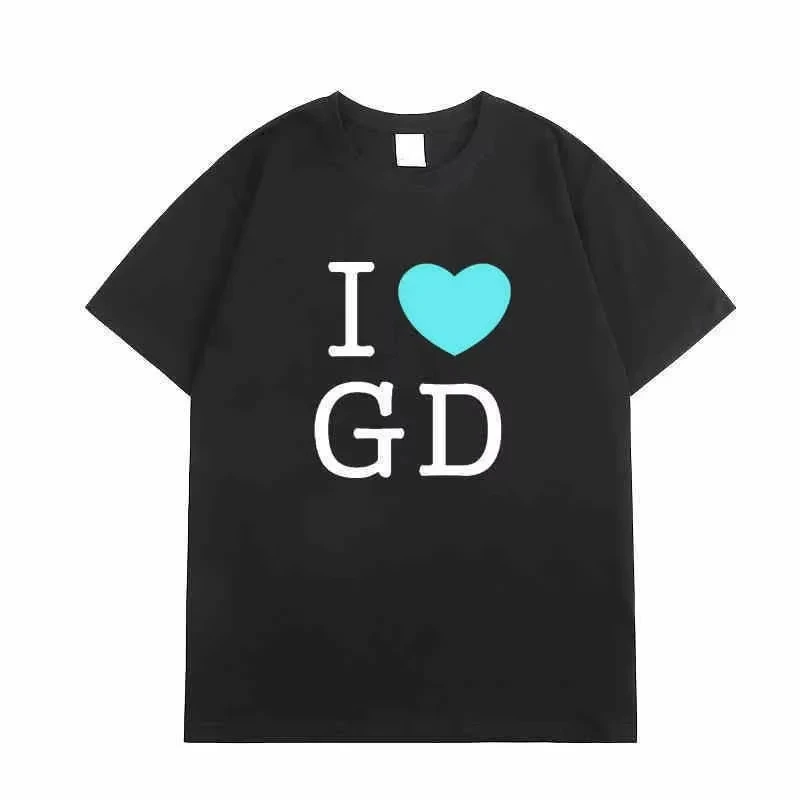 2026 Summer New I LOVE GD Plain Short Sleeve Casual T-Shirt Letter Print Women's Casual Top Short Sleeve