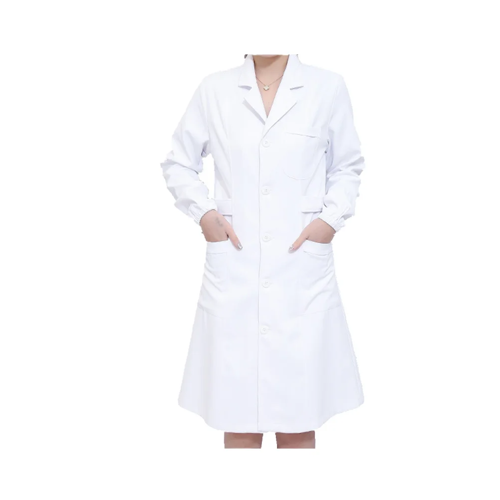 Long Sleeve White Nursing Uniform Suit Isolation Gown Overalls for Women Size Pocket Design Breathable Comfortable