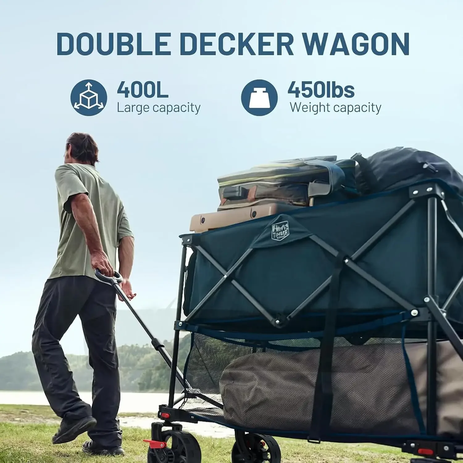 400L Folding Double Decker Wagon with Brakes, 54