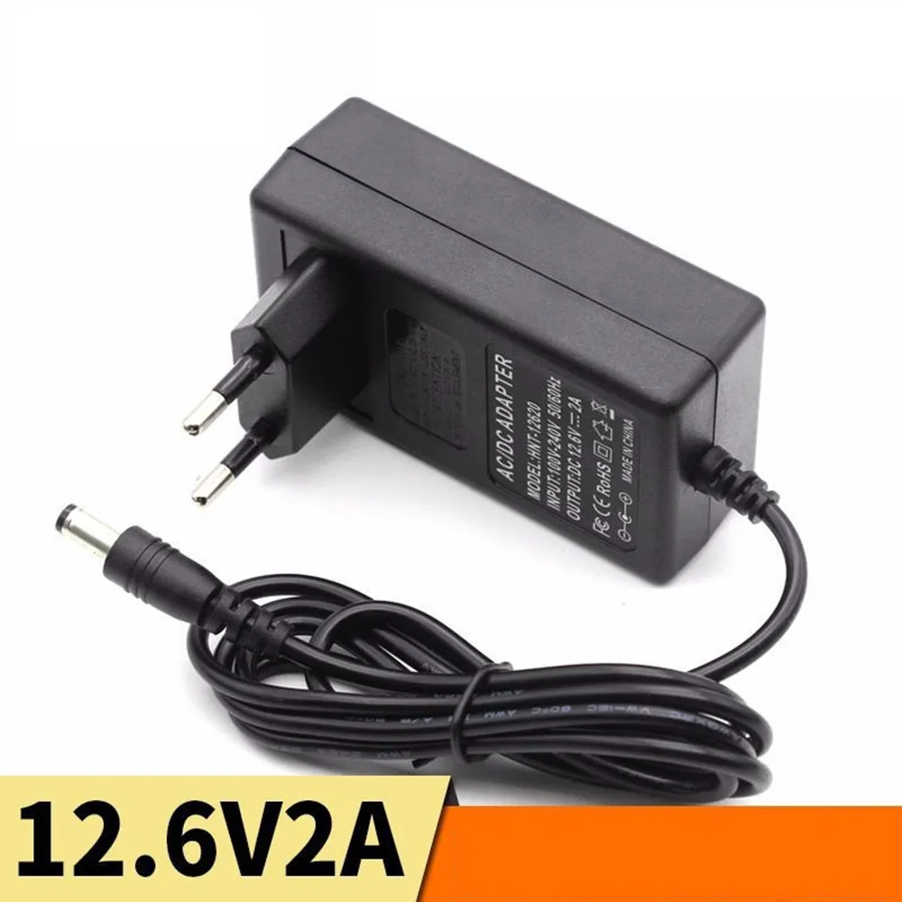 12.6V 2A 12.6V 1A 18650 Lithium Battery Charger EU US Plug DC 5.5MM*2.1MM 100-220V Lithium Battery Wall Li-ion Charger 1m