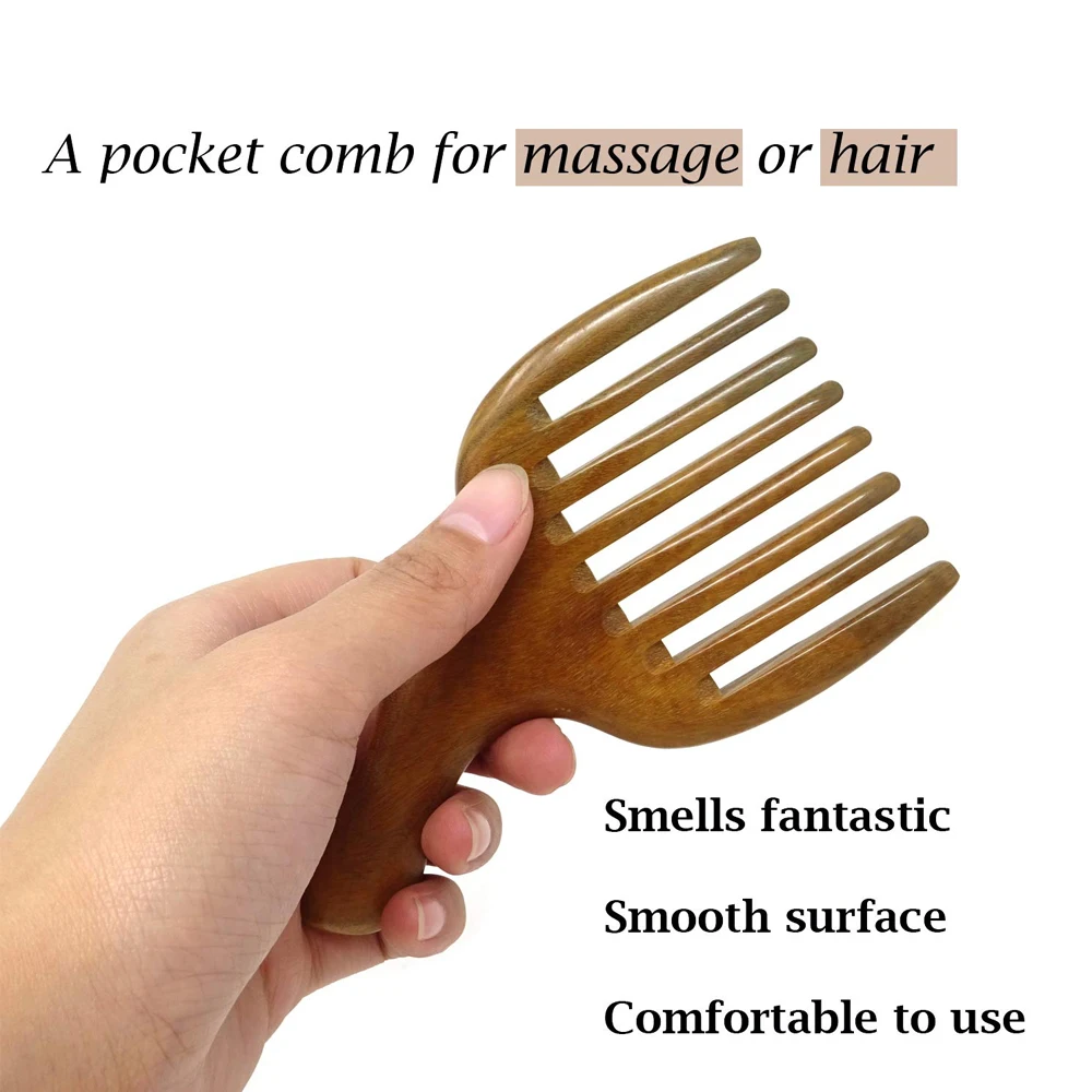 Thicken Wooden Wide Tooth Sandalwood Hair Comb Massage Comb Handmade No-static for Head Scalp Massage Detangling Comb Hair Pick