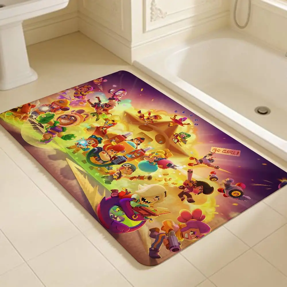 Cute B-rawl Game S-Stars Floor Mat INS Style Soft Bedroom Floor House Laundry Room Mat Anti-skid Household Carpets