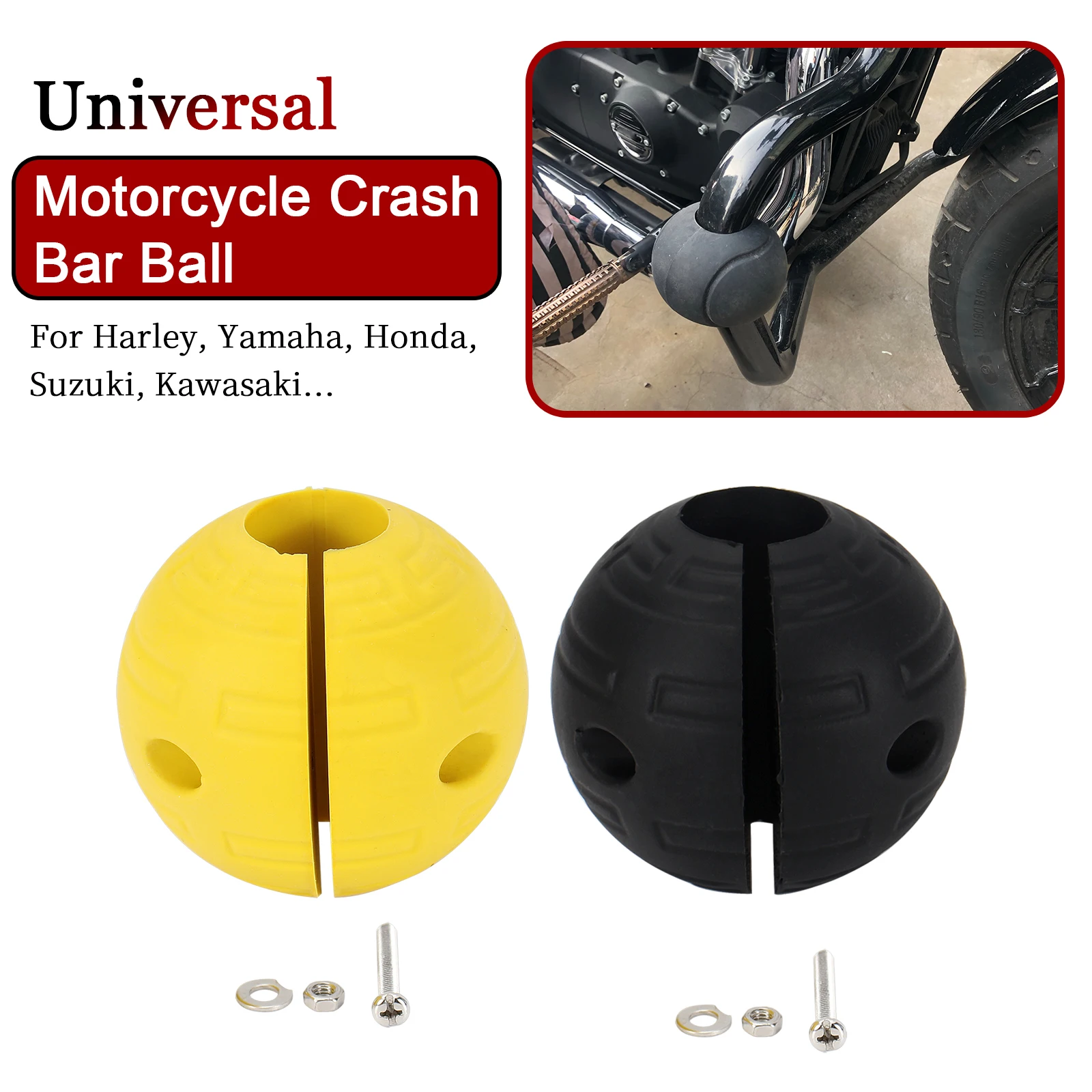 

Motorcycle Crash Bar Ball Rubber Bumper Protector Anti-fall 24-26mm Frame Slider For Harley Yamaha Honda Kawasaki Suzuki Ducati