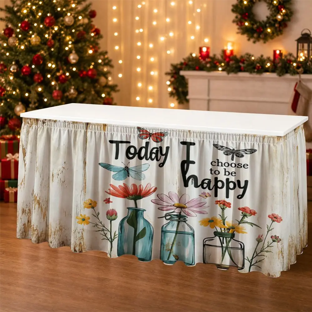 One-piece table skirt decoration. Today I choose happiness. The ruffled table border is suitable for garden tea parties.
