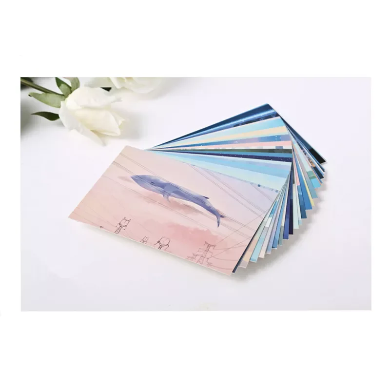 30 Pcs Blue Whale Theme Postcard Stationery Greeting Card Set Gift Blessing Card Scrapbooking Background Card Journal Decoration