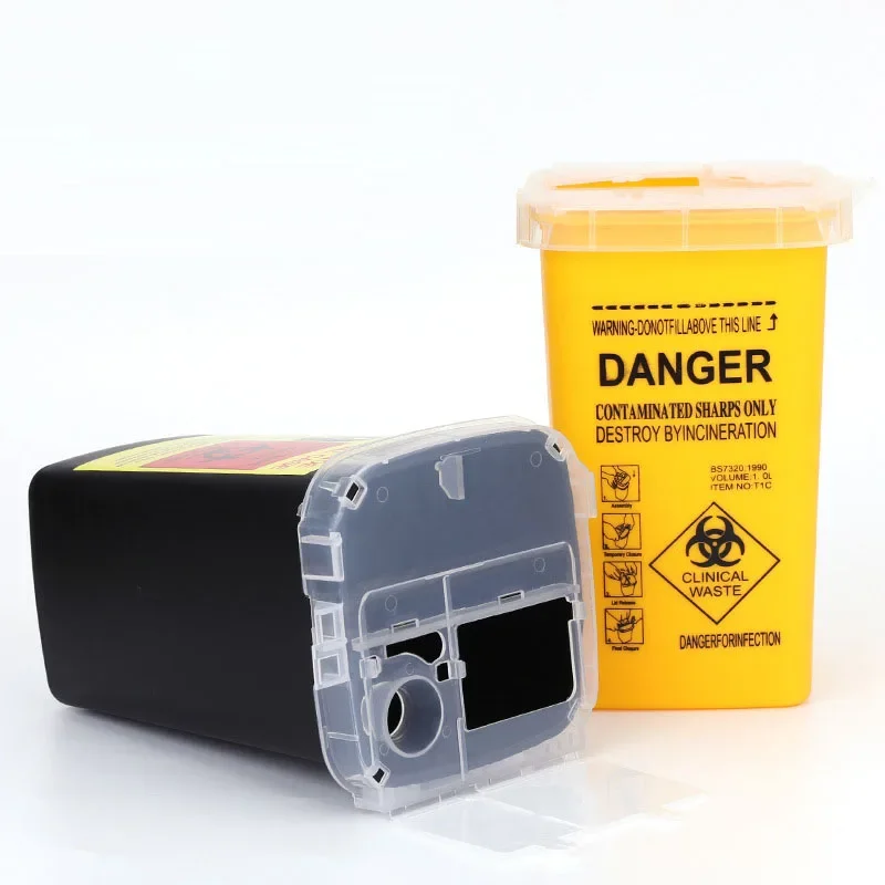 Contenedor de plástico para suministros médicos de tatuaje, contenedor de residuos, cubos de recolección, barriles para puntas de aguja de tatuaje desechables, accesorios, 1L