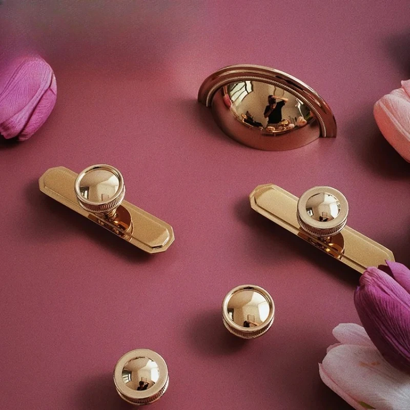 

Glossy Gold Solid Brass with Plate Drawer Knobs Furniture Handles Cupboard Drawer Pull Kitchen Cabinet Door Wardrobe Handle