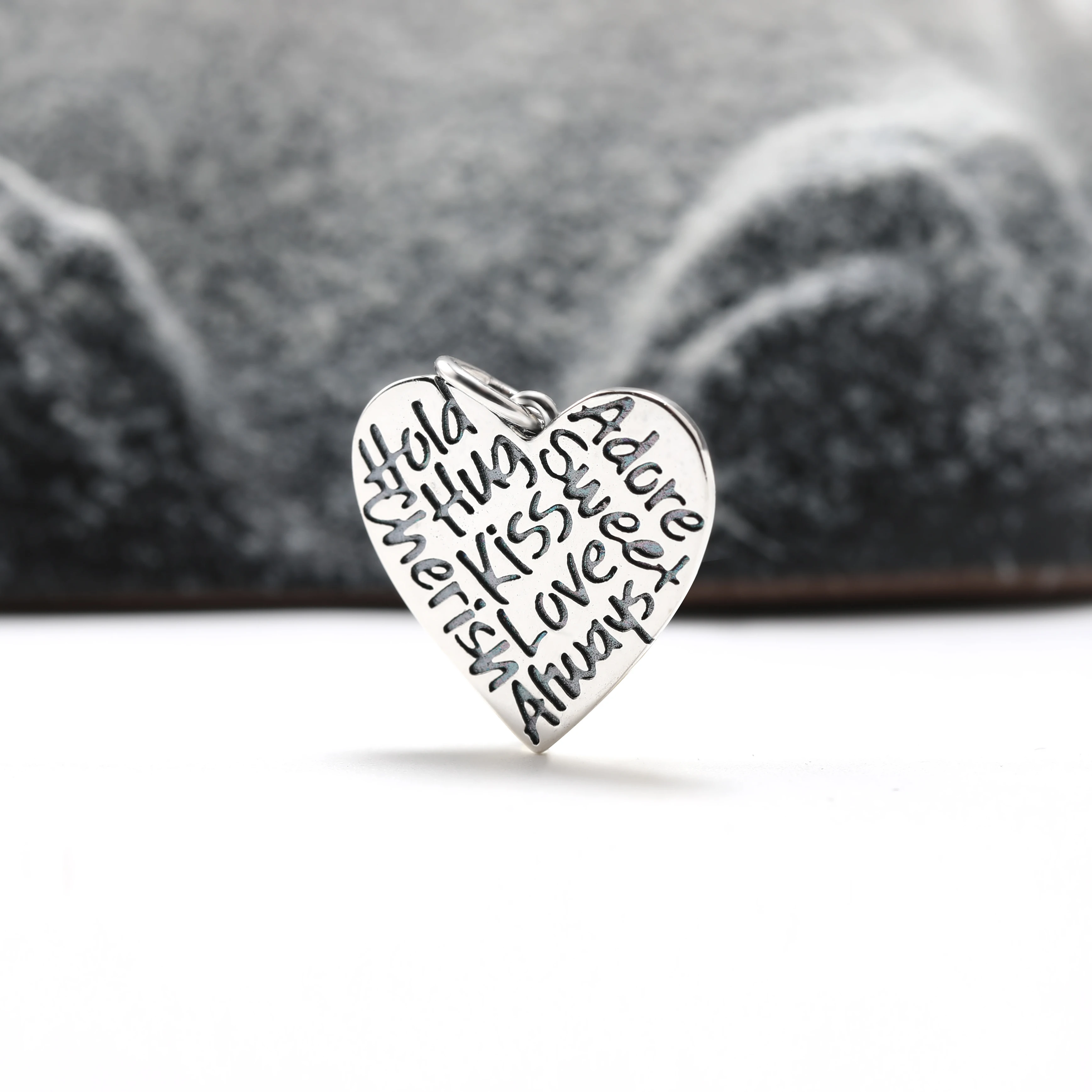 

DJ264 Authentic 925 Sterling Silver Fashion Bracelet Necklace Keychain Pendant Love Proverbs Pendant Silver Jewelry
