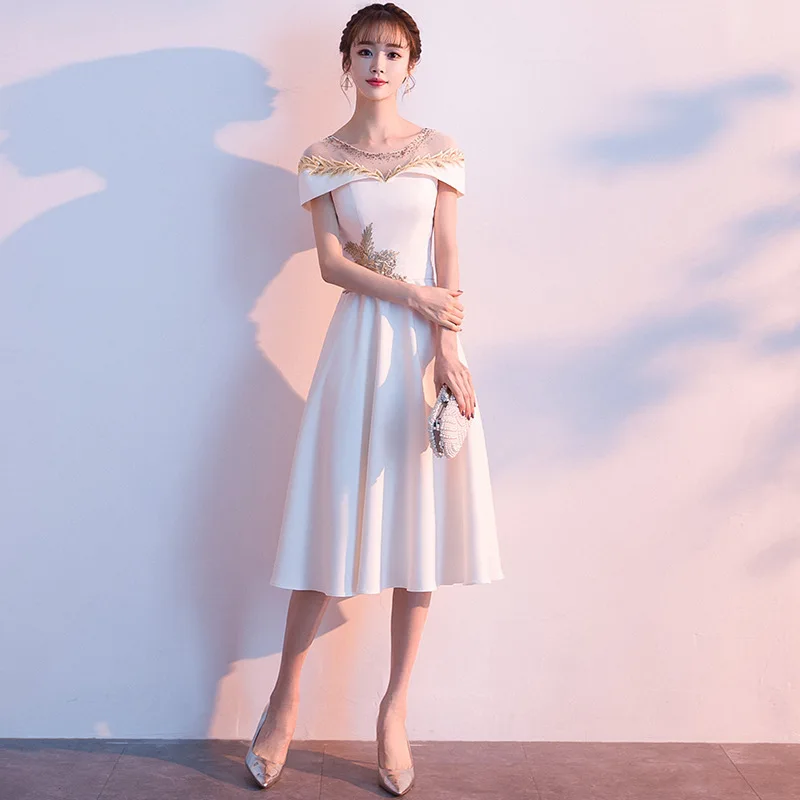 

Elegant Short Dress Birthday Performance Women's Gown Winter Formal Party Dress High-End Feeling Petite Size Concert Outfit