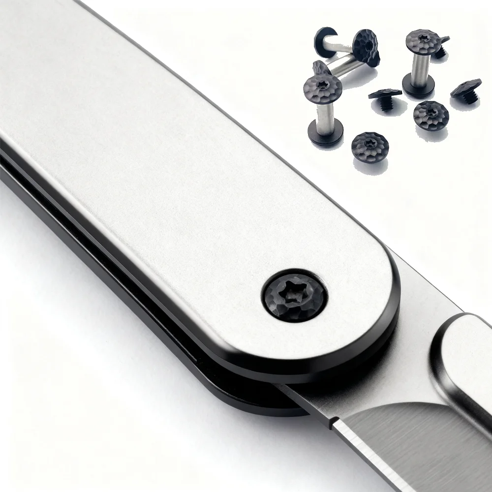2 sets M4 Plum Blossom Head Screw for Knife Handle Nail Modified 416 Stainless Steel Screws Knife Embryo Making Accessories