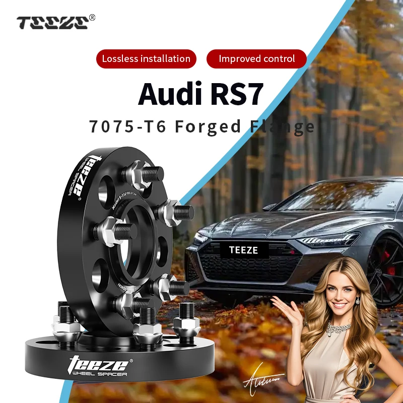 

Teeze 2/4pcs 5x112 66.6 M14 x 1.5 Hub Centric Black Forged wheel spacer For Audi RS7 Flange Plate 15/20/25/30/35mm
