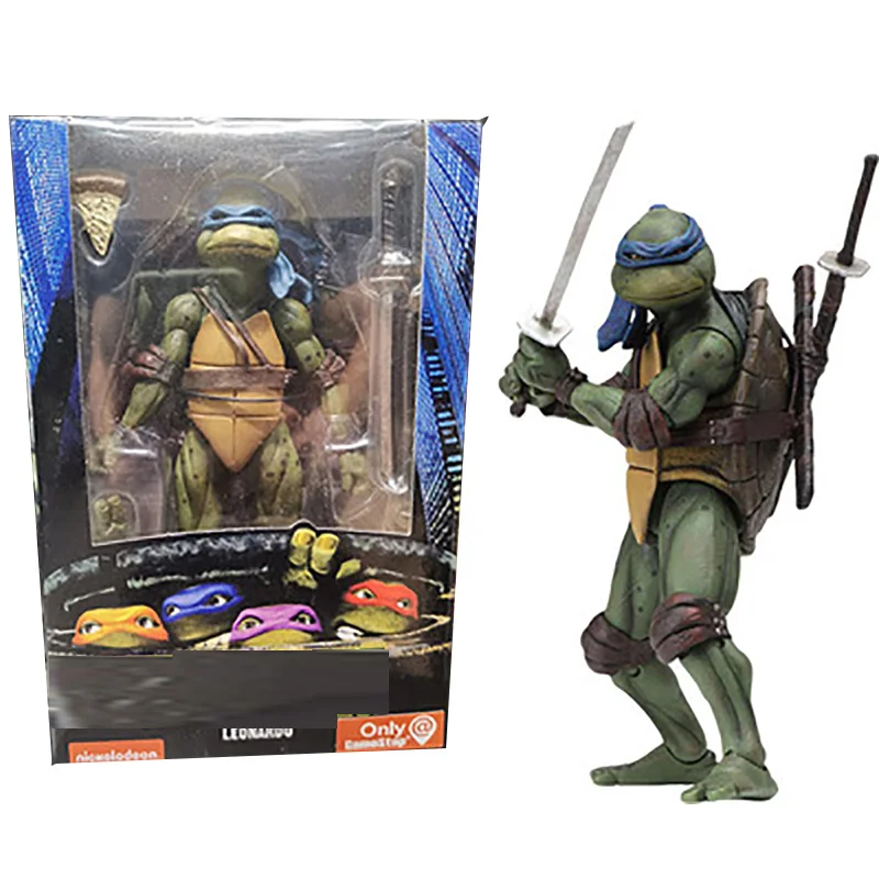 NECA Turtles Figure Raphael Donatello Michelangelo Leonardo Turtle Figura 1990 Movie Film Collectable Model Toys Gifts 18CM