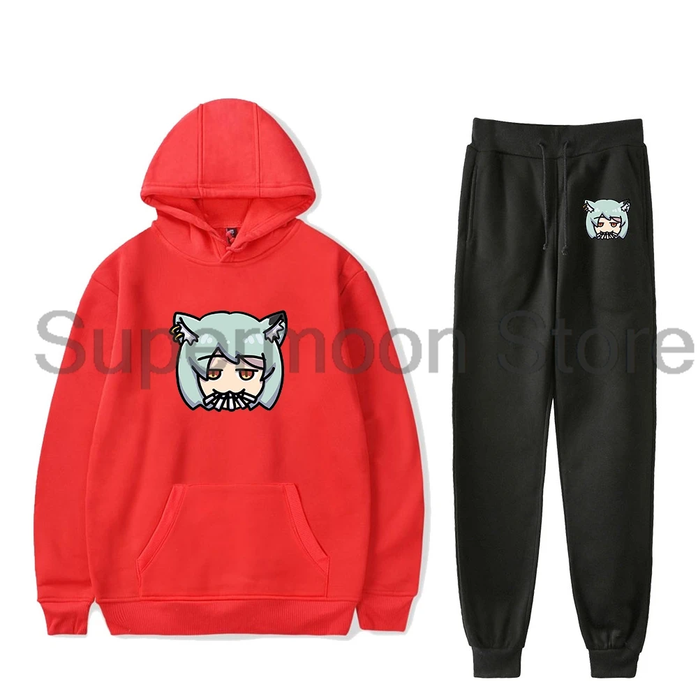 Conjunto de Moletom Yani Neko Chainsmoker Cat Anime com Calças Jogger, Conjunto de Duas Peças, Moletom + Calças de Moletom para Homens e Mulheres