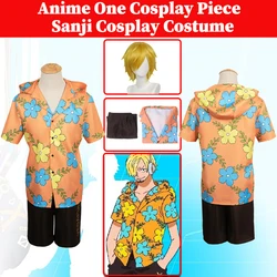 Disfraz de Sanji para hombre, traje de Anime, Pirata, Isla Egghead, Tops de fantasía, pantalones, traje de Halloween