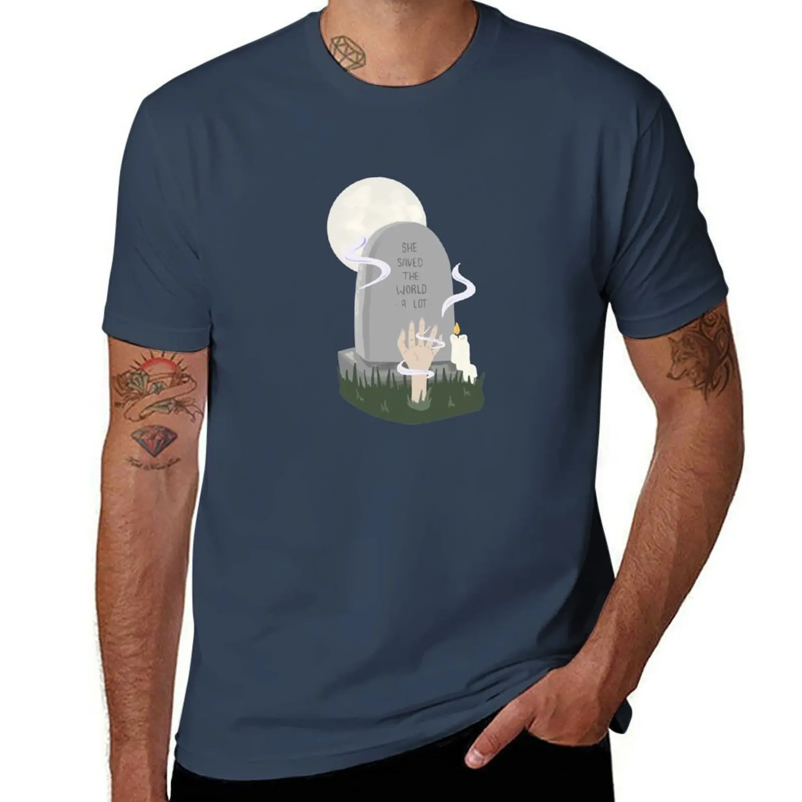 

The Buffy BTVS World She Tomb Saved A Lot T-Shirt Casual Streetwear Short Sleeve Tee
