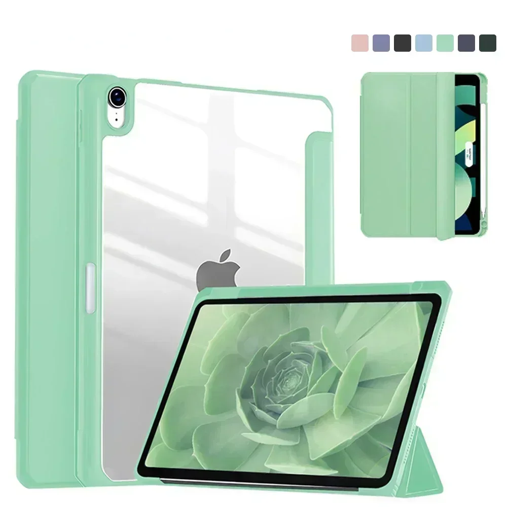 For IPad Pro 11 12.9 Case Pencil Holder Transparent Case For IPad 10.9 10th Air4/5 10.2 7/8/9 9.7 5/6 Mini6 Protective Cover