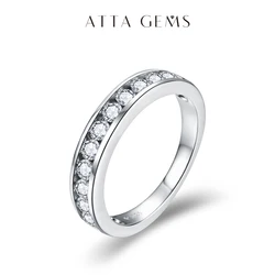 ATTAGEMS D Color Round Cut Moissanite Wedding Band Ring for Women S925 Sterling Silver White Gold Plated Engagement Gift Jewelry