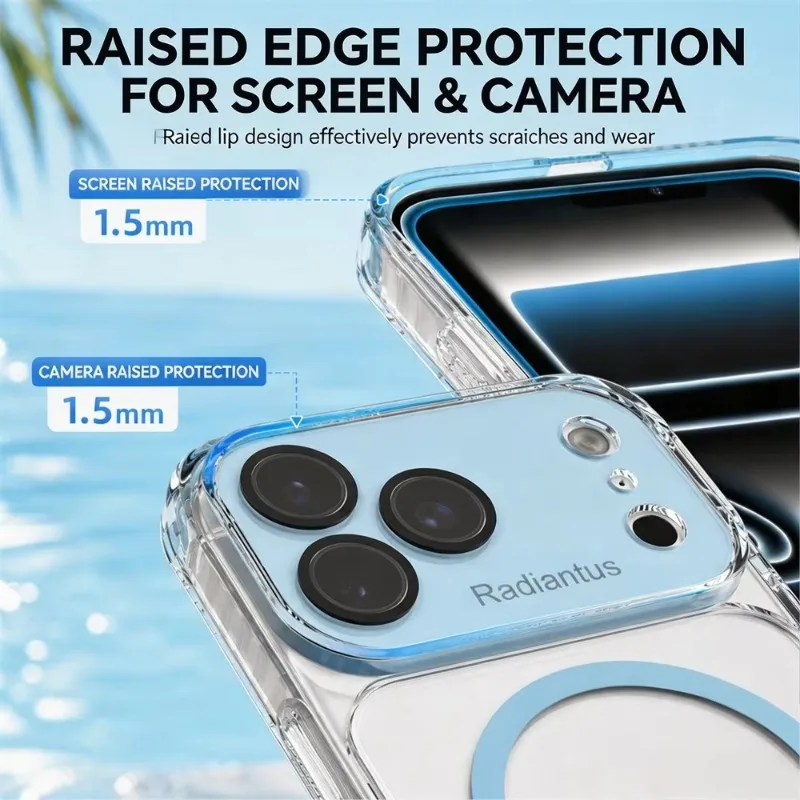 Airbag Shockproof N52 Magnetic Clear Phone Case For iPhone 17 16 15 14 13 Pro Max For Magsafe Lens Protection Cover