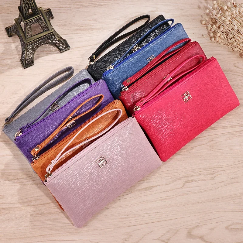 

Women Casual Long Wallet Litchi Grain PU Leather Lady Zipper Phone Pocket Credit Card Holder Female Purse Coin Money Bag Clutch