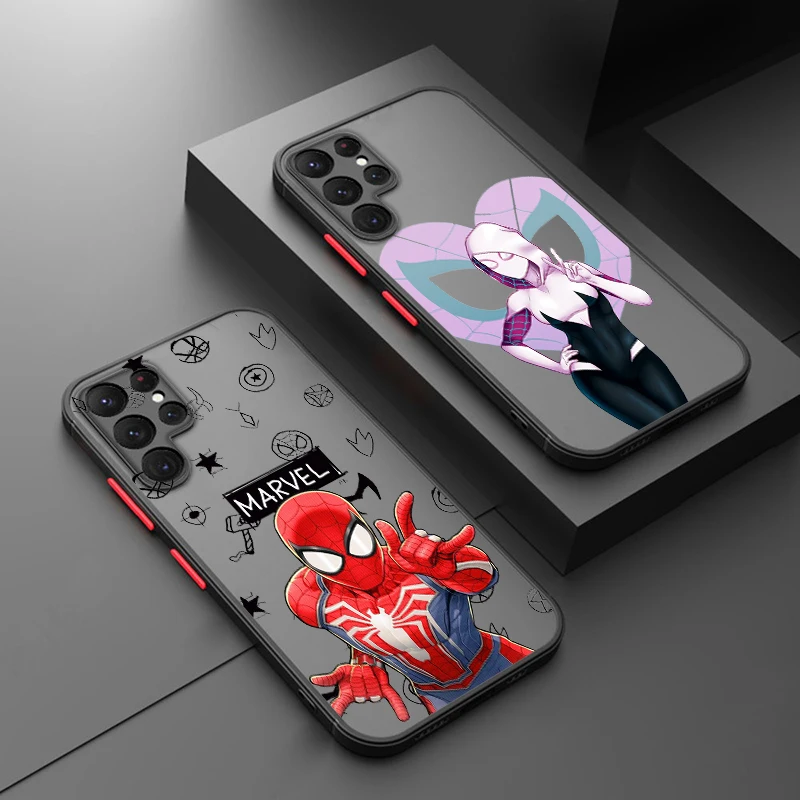 Marvel Hero Cartoon Spiderman Samsung A72 A54 A53 A52S A34 A32 A33 A24 A23 A22S A02 Lite Frosted Translucent Phone Case