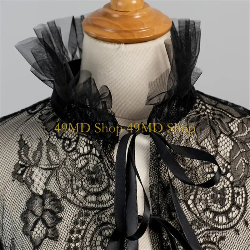 49MD Mesh Lace False Collar Cosplay Dark Neck Accessory For Stage Performances