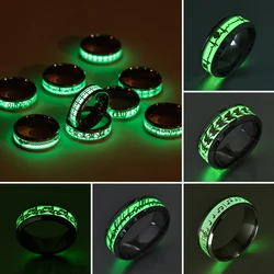 Fashion Love Heart Luminous Finger Ring ECG Stainless Steel Glowing In Dark Music Dragon Couple Rings for Boy Girls Wedding Gift
