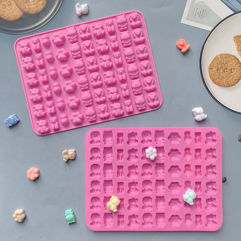 1pc Creative Lion Animal Bear Candy Chocolate Silicone Mold DIY Pudding Biscuit Cake Baking Mold (60 Chambers)