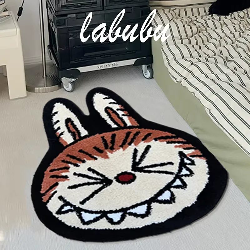 Labubu Thicken Tufted Carpet Cartoon PopMart The Monster Rabbit Labubu Shaggy Rug Bedroom Lounge Bathroom Fluffy Floor Mat Decor