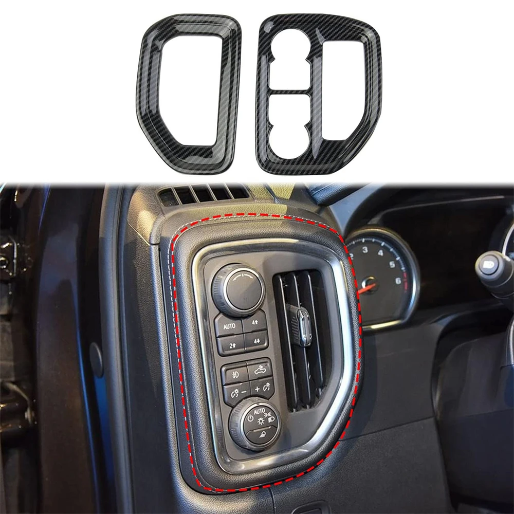 

Carbon Fiber Dashboard Side Air Vent AC Outlet Cover Trim 2019-2021 For Chevy Silverado 1500 GMC Sierra 1500 For Sierra