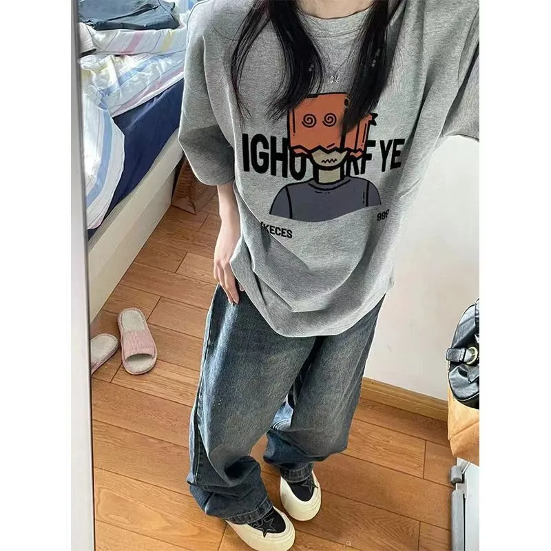 

Short Sleeve T-Shirts Womens Chic Korean Summer Style Comfortable Loose Fit Graphic Aesthetic Casual Daily Streetwear Fashion