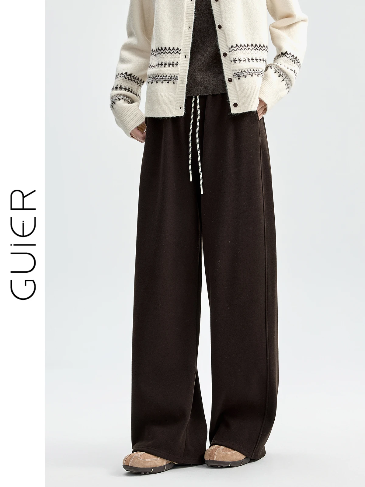 

Женские повседневные брюки прямого кроя на флисовой подкладке, с высокой талией, свободного кроя, универсальные, зимние, модные, с широкими штанинами