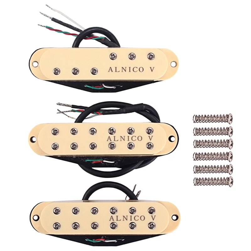 ABVL-3Pcs Alnico V Single-Coil-Sized Humbuckers Neck/Middle/Bridge Pickups For Stratocaster Electric Guitar Replacement