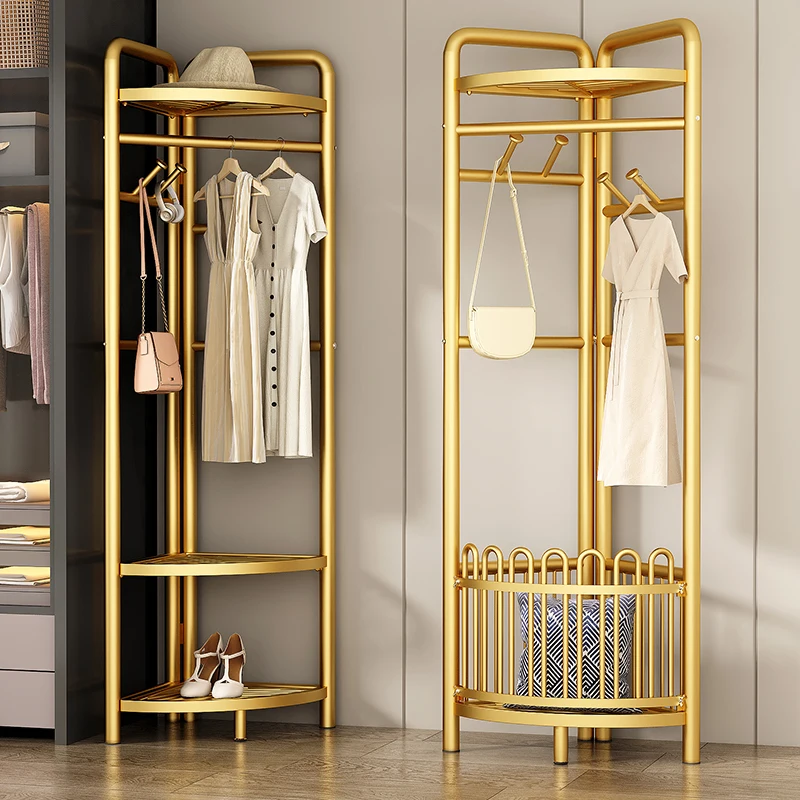 

Clothes Rack Standing Corner Hanging Modern Golden Hanging Organizer Coat Rack Entrance Armoires De Salon Bedroom Furniture