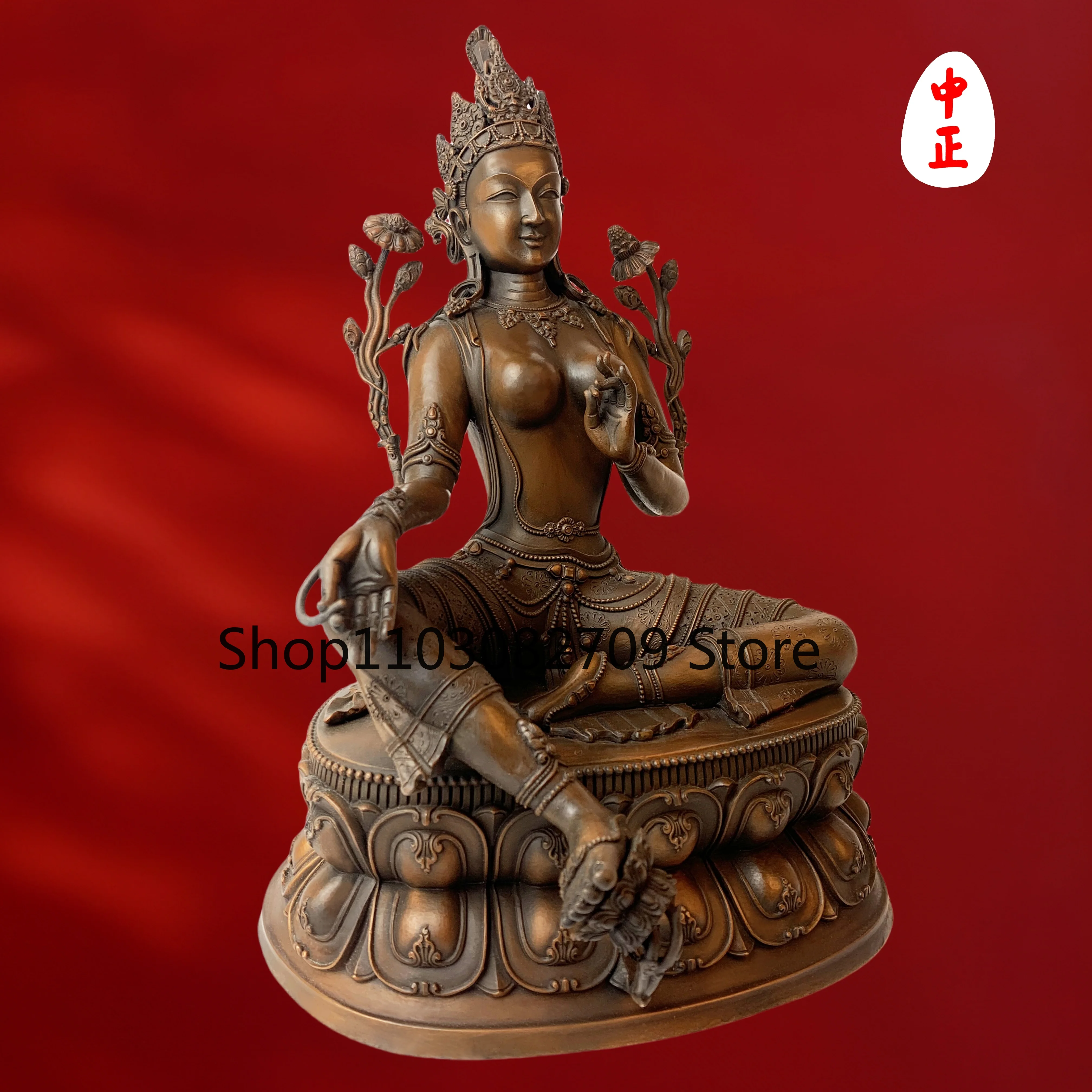 Zhongzheng Statue Intangible Cultural Heritage Workshop Zana Bazar Green Tara Gold, Silver and Copper Customizable Crafts Sculpt