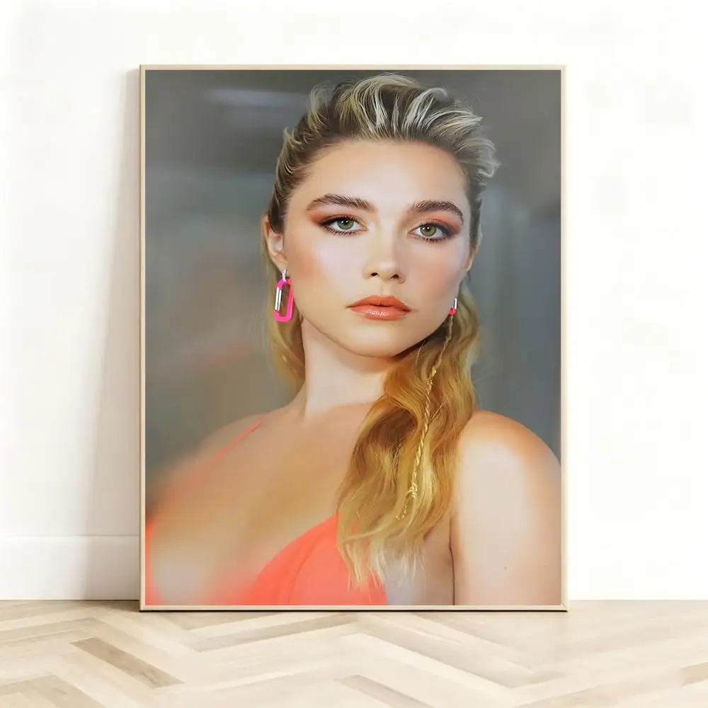 Radiant Celebrity F-Florence Pugh Poster Classic Self-Adhesive PP Wall Sticker for Living Room Bar Decor Gift