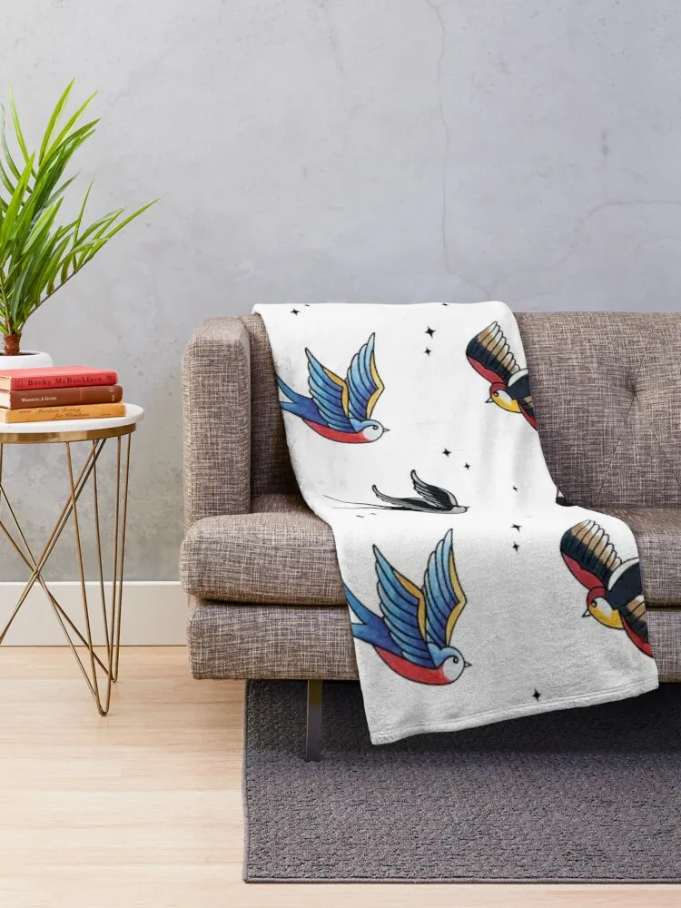 Swallows pattern Throw Blanket Multi-Purpose